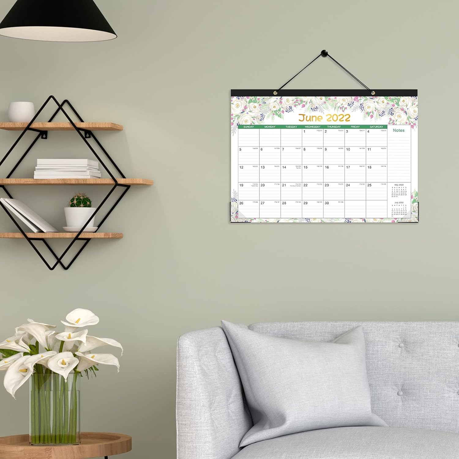 2022 Desk Calendar - 12 Monthly Desk/Wall Calendar 2-in-1,16.8" x 12", January - December 2022, Thick Paper with Corner Protectors, Large Ruled Blocks - Purple : Office Products