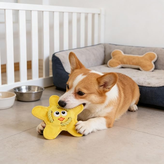 Juguete Mordedor Andiker para Perros Forma Estrella Amarillo miniatura 5