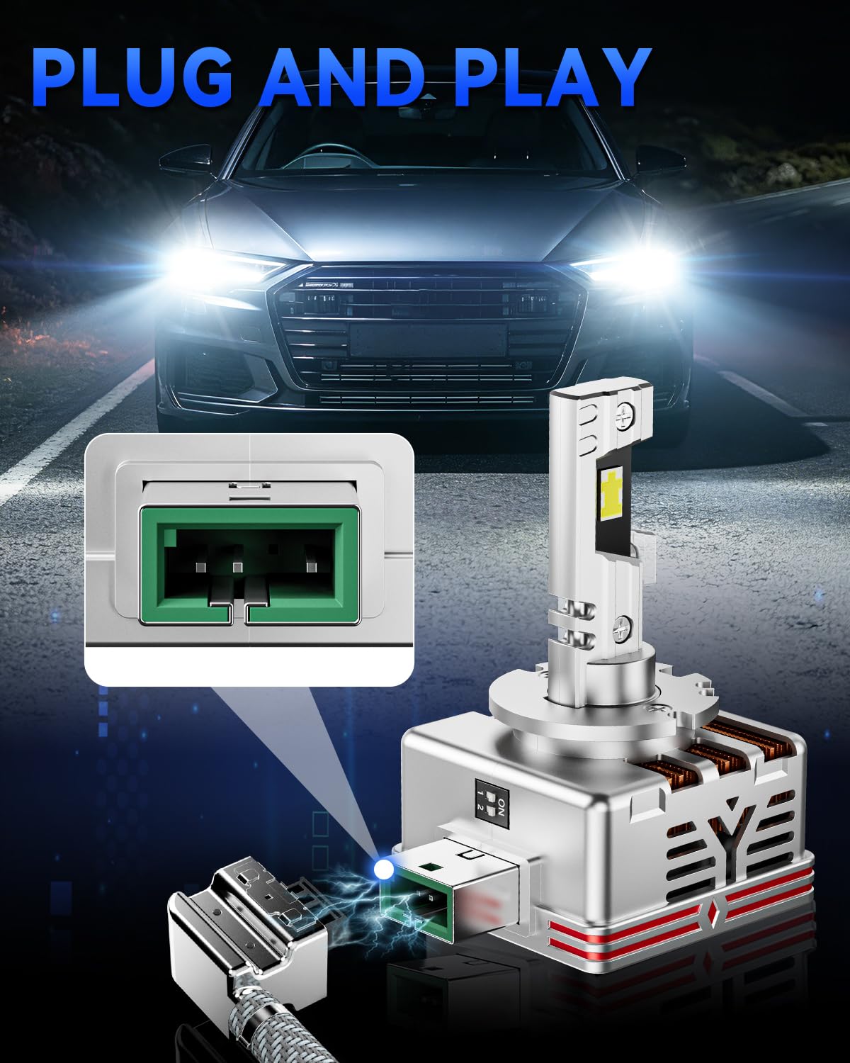SUPAREE D3S LED Lampadine per Auto LED D3S Canbus 35W 30000LM 6500K | Lampadina LED D3S Abbaglianti/Anabbaglianti Sostituzione Xenon Plug and Play 2 pezzi