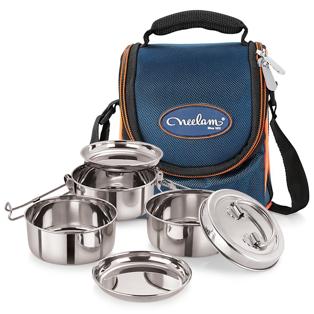 Buy Neelam Stainless Steel D.H. Lunch Box Set, 5Pieces, Silver Online at Low Prices in India