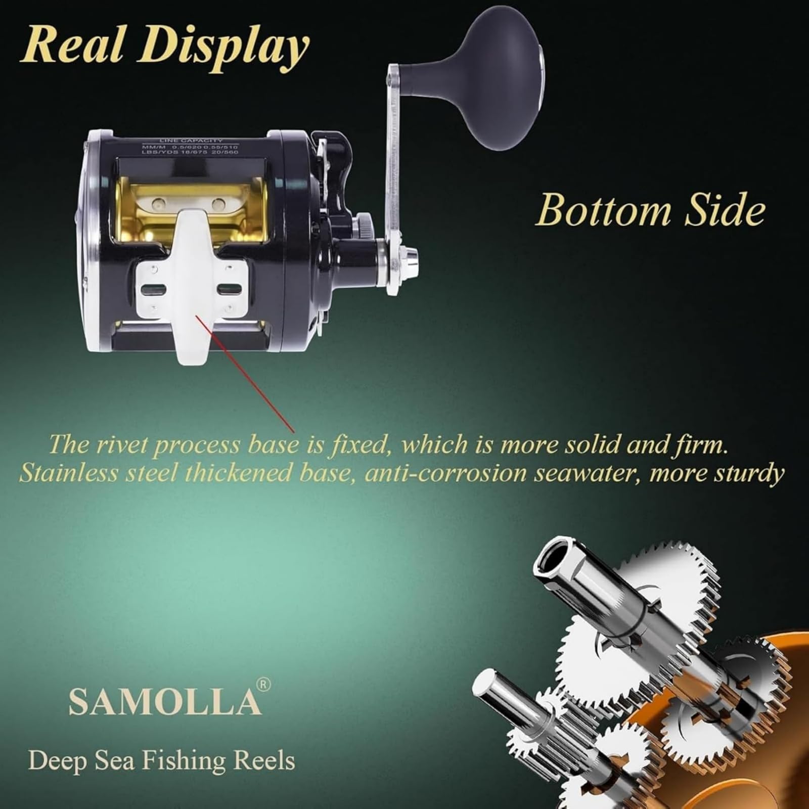 Sea Fishing Reel 44-66 LB Max Drag Saltwater Round Conventional Trolling Reel Aluminum CNC 2.8:1/4.4:1 Gear Ratio 5+1/7+1 Bearings for Tuna Salmon Marlin