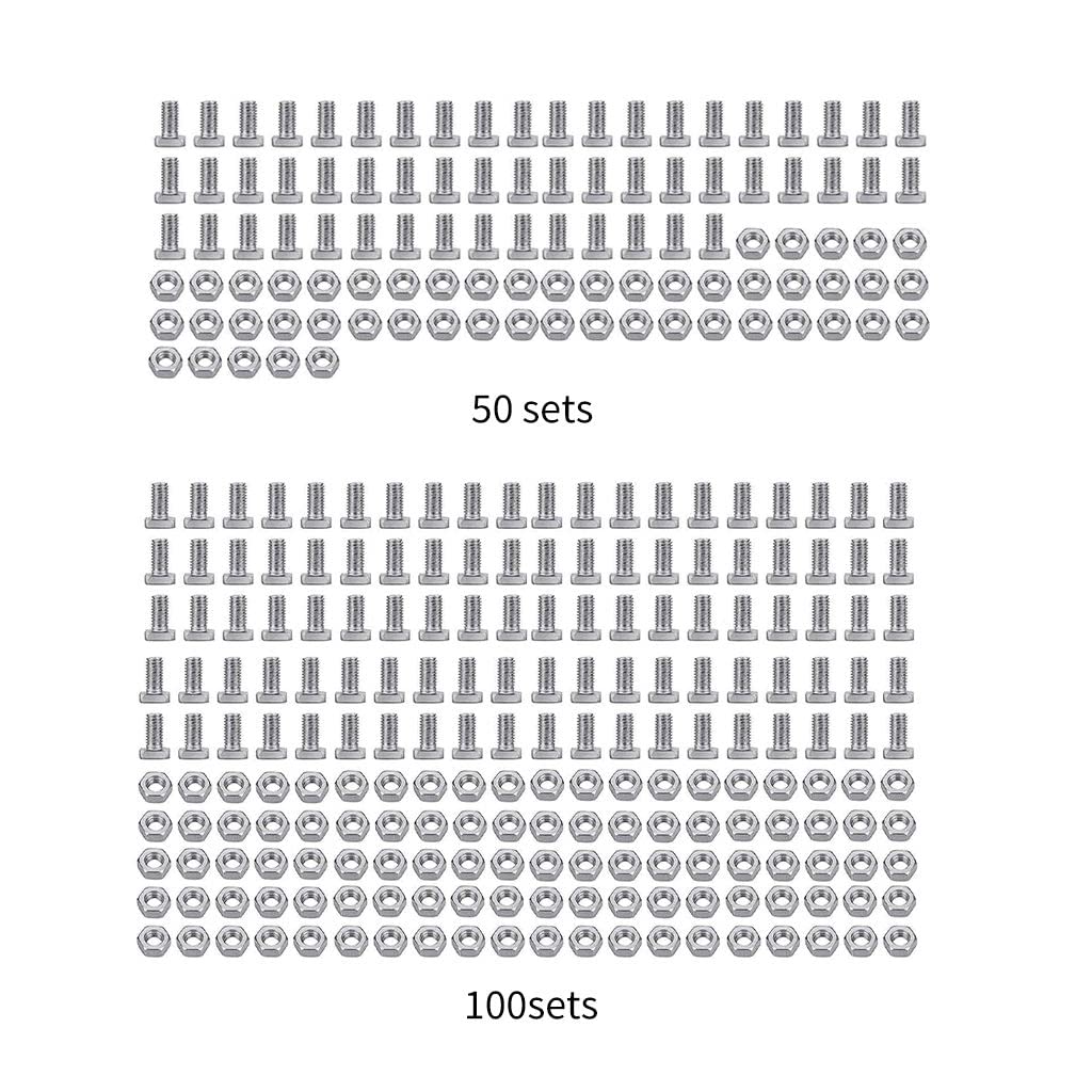 Aluminum Greenhouse Nuts and Bolts Sturdy Hexagon Replacement Parts Repair Hex Head Nuts Parts Gardening Greenhouse Plant - (Color: 100 set)