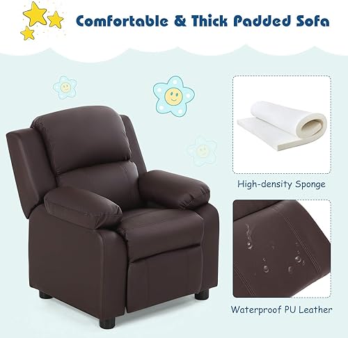 Miniatura 7 de HONEY JOY Silla reclinable para niños, silla de descanso 2 en 1 con reposabrazos, reposapiés ajustable y reposacabezas, silla reclinable para niños