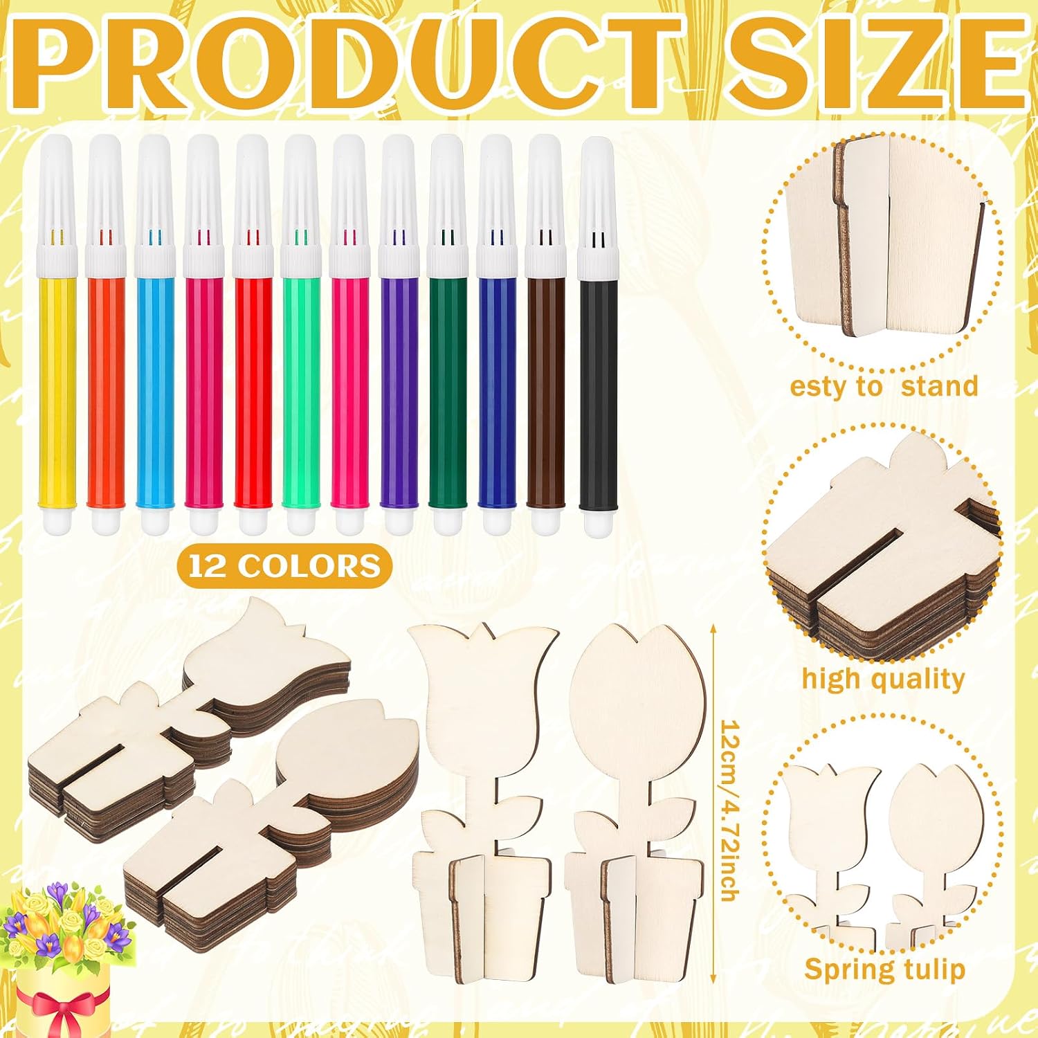 Huwena 36 Pcs Mom’s Day Crafts Set Come with 24 3-d Picket Flower ...