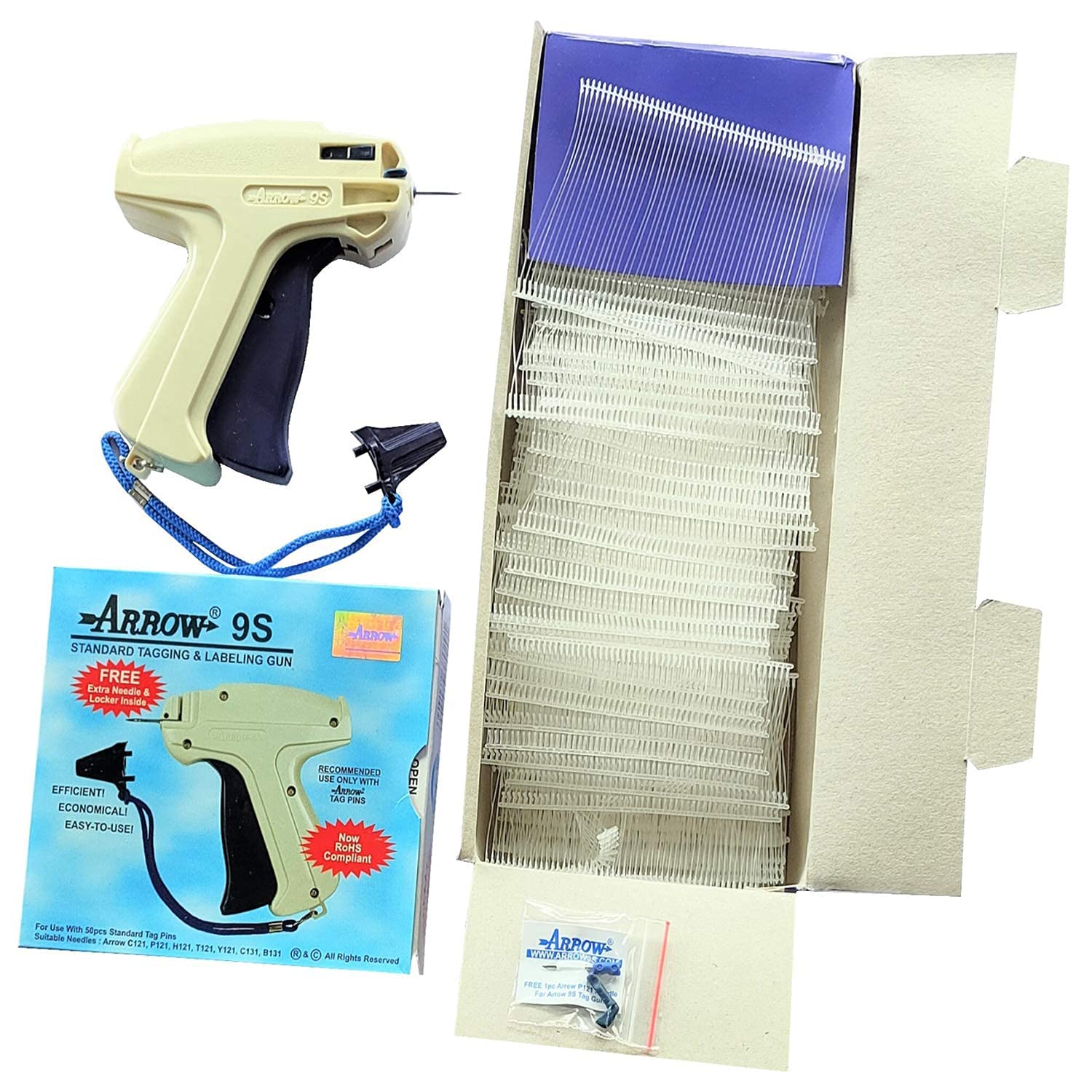 tag Gun Arrow 9S Machine + 5000pcs 15 MM TAG Clothing Garment Price Label Tag Gun Tagging Barbs Free with 1 Needle (Dark Cream) (15 MM)-image-49