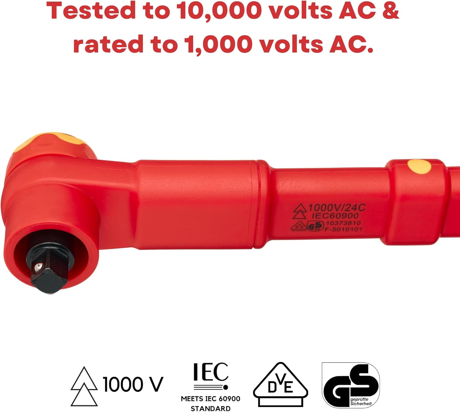 FESA Electrician Insulated Torque Wrench - 1000V Electrician Torque Wrench w/Easy Torque Adjustment & Scale Display - Each Insulated Wrench Has ID for Traceability (3/8" Drive, 20-100 Nm Range)