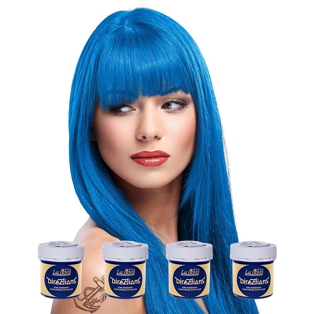 8 X La Riche Directions Semi-Permanent Hair Color 88ml Tubs - Lagoon Blue