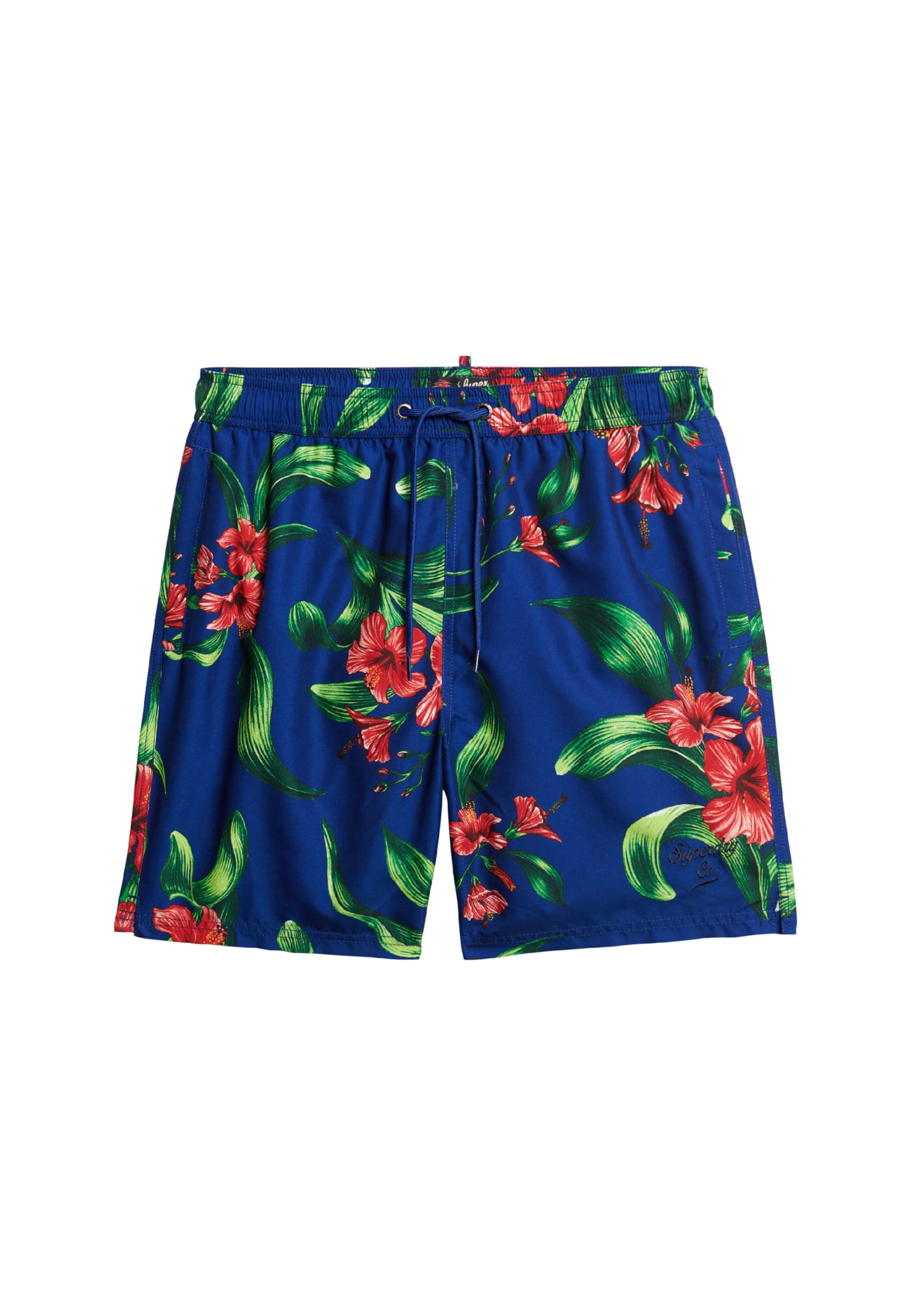 Superdry Recycled Hawaiian Print 17" Swim Shorts - Hibiscus Royal Blue (UK, Alpha, L, Regular, Regular, Hibiscus Royal Blue)