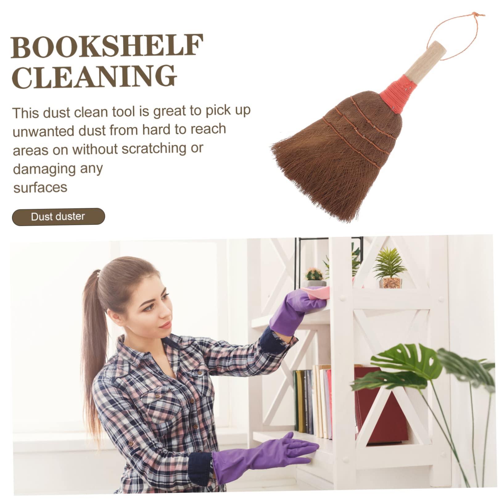 HAPINARY Manual Broom Duster Short Handle Broom Garden Hand Fork Home Cleaning Broom Palm Fiber Broom Cleaning Brooms Broom for Home Dust Brush Broom Home Cleaning Tool Desktop Broom Brown