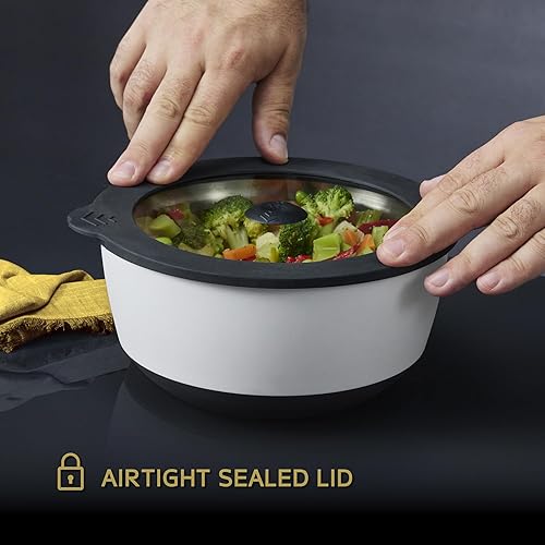 Miniatura 6 de Juego de cuencos de acero inoxidable para microondas, marcadores y tapas de medición de capacidad, vanguardia de 1.5qt-2qt-4.5qt de vidrio