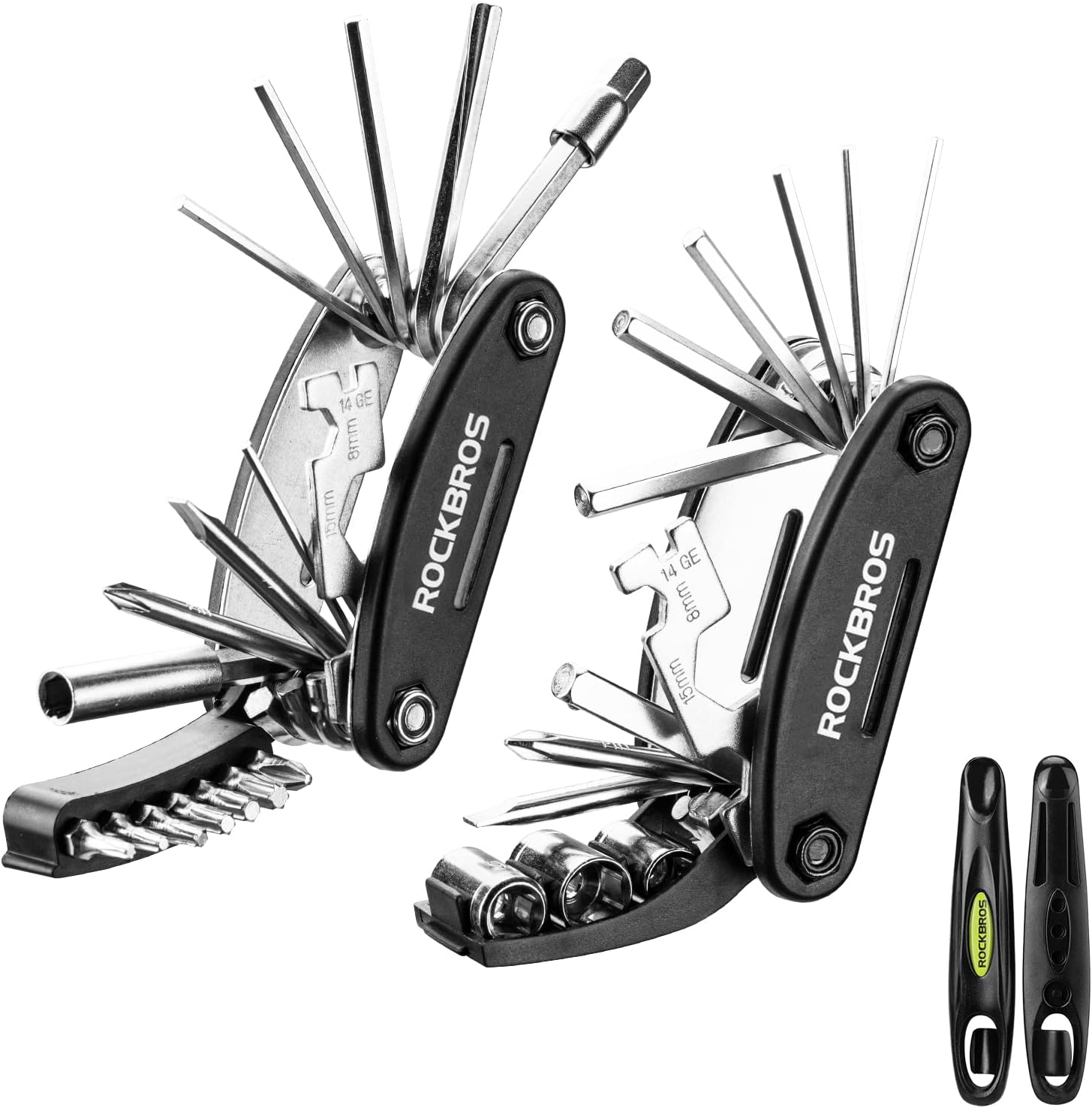 ROCKBROS 16 In 1 Multi-Function Bike Tool Kit - Portable Foldable Bike Multitool Cycling Tool Kit With Allen Wrench, Tire Levers