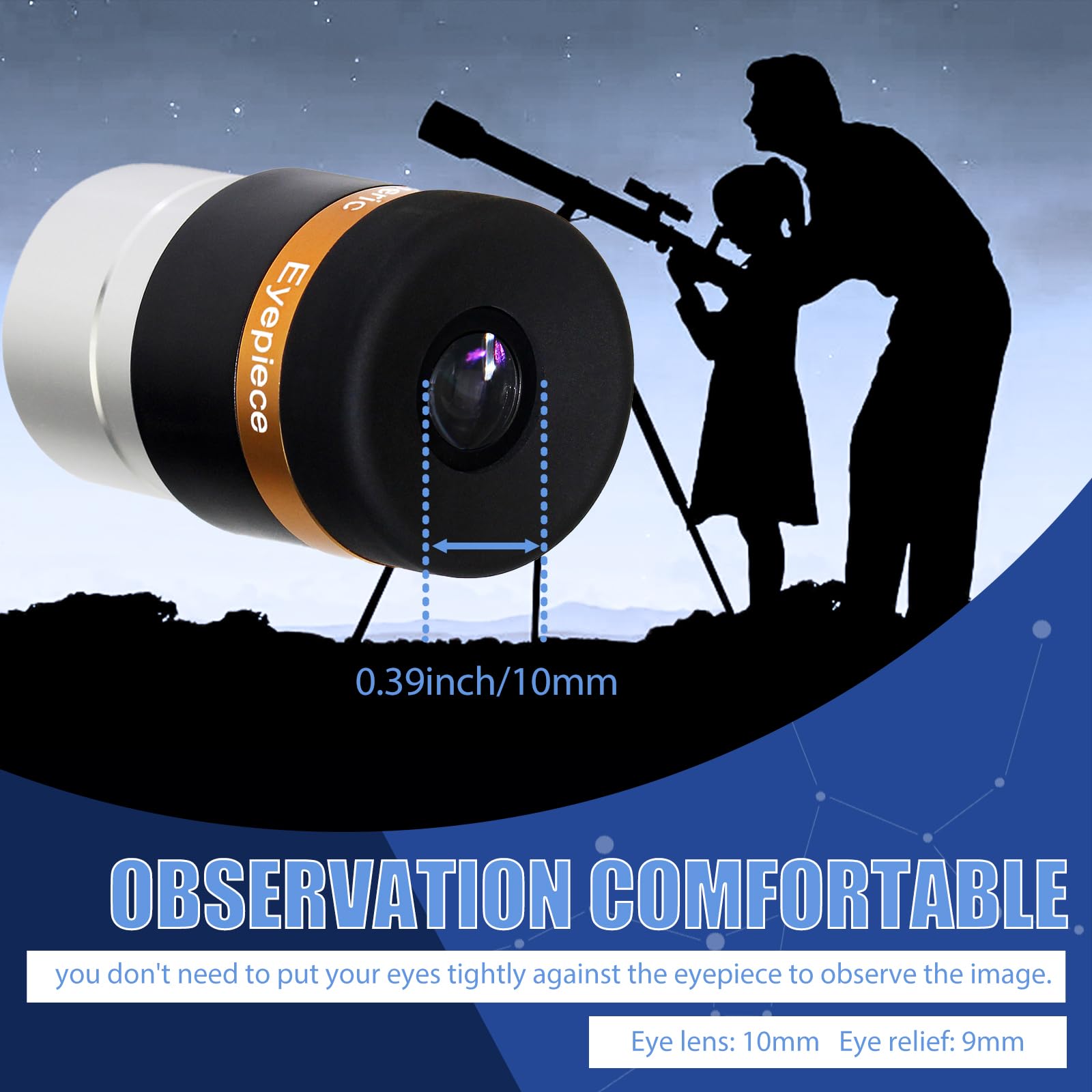 Svbony 1,25" Okular 4mm 62° Szeroki Kąt Asferyczny | Pełni Powlekany, HD Soczewka Asferyczna, z Gwintem Filtra, do Obserwacji Planetarnych Księżyca Jowisza