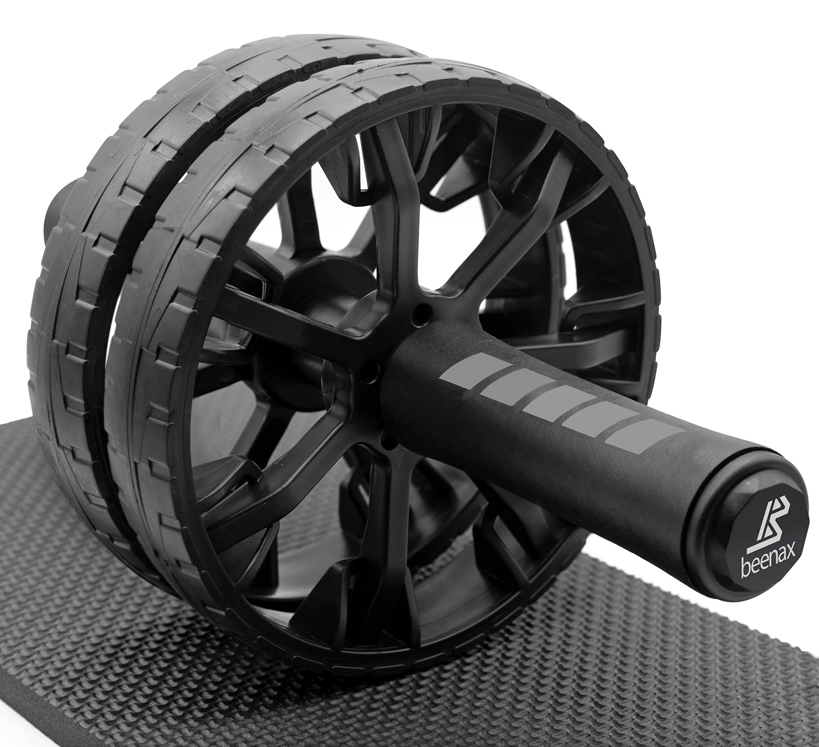 Beenax Ab Roller with Large Extra Thick Knee Pad - Double Wheel Gym Tool for Men and Women - Ab Trainer with Dual Fitness Strength Training - Rollout Machine for Gym or Home