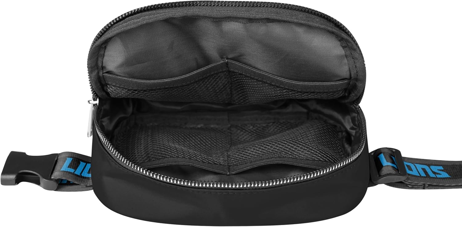 NFL FOCO Detroit Lions Large Black Team Wordmark Crossbody Belt Bag Tote Bag Purse