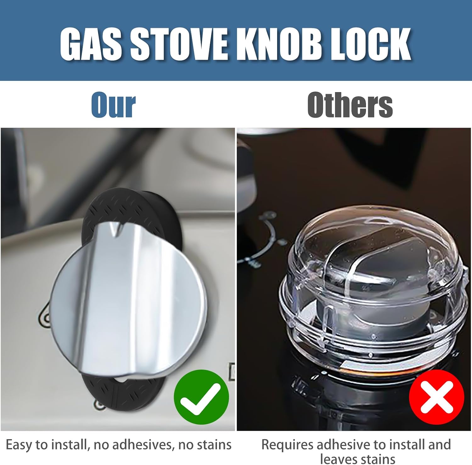 Silicone Stove Knob Safety Locks - Child Proof Oven Knob Locks (6 Pack)]