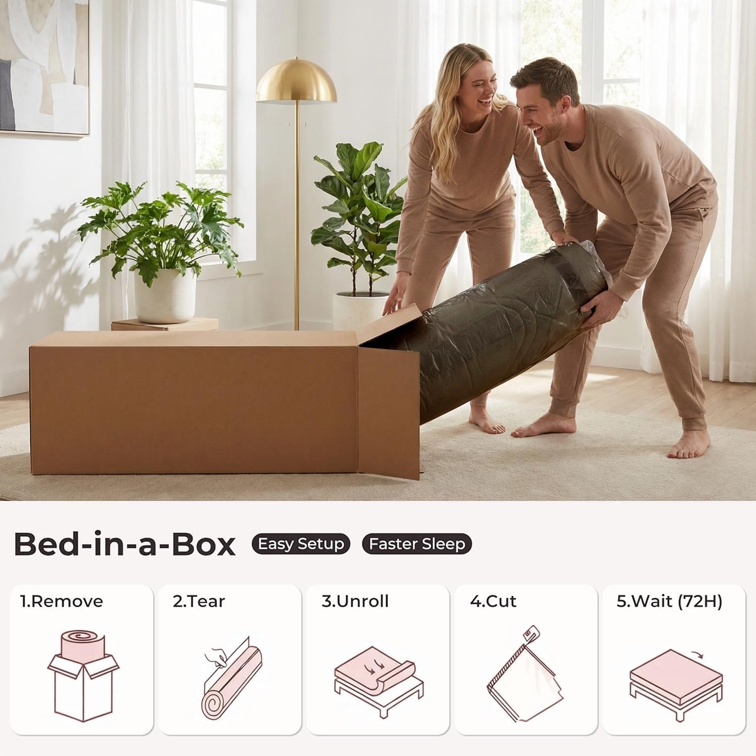 12" King Medium Firm Hybrid Mattress in a Box with Individually Wrapped Pocket Springs and Cooling Gel Memory Foam for Back Support, Edge Support, Pressure Relief, and Motion Isolation