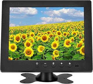 Qcvoruno 8 inch Monitor Display, 1024 * 768 Resolution,Built-in Dual Speakers, Portable LCD Monitor with HDMI/VGA/BNC/AV/USB for Raspberry Pi CCTV DVD DSLR