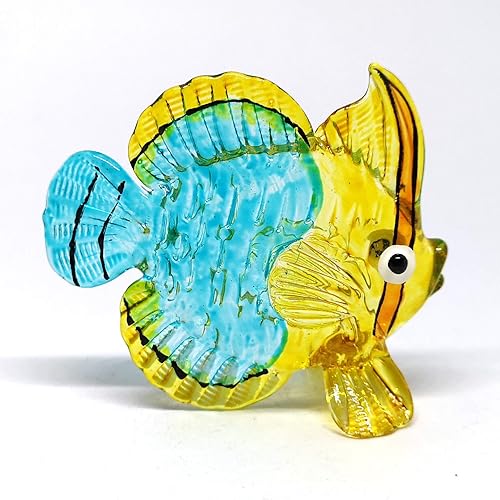 Miniatura 2 de ZOOCRAFT Estatua de cristal de pescado azul coleccionable costera en miniatura soplada a mano