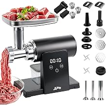 Electric Meat Grinder,Heavy Duty Stainless Steel Meat Mincer with 2 Blades,3 Grinding Plates, 3 Sausage Stuffer Tubes & Kubbe Kit, Burger Press & Slicer for Home & Kitchen Using