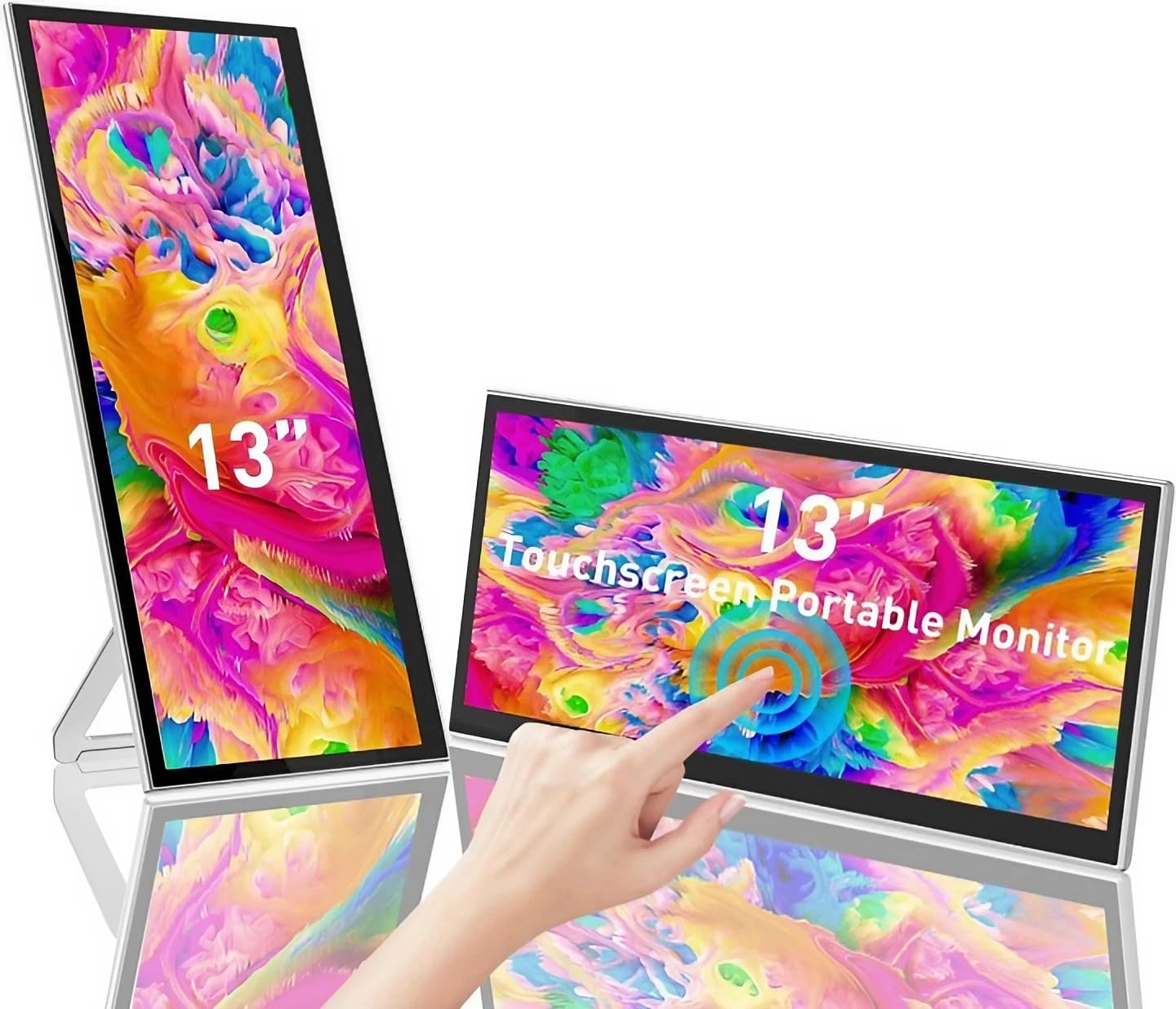 V2COM L2 Portable Touchscreen Laptop Screen Extender with Speaker, 13" IPS 60Hz Screen, Type-C/HDMI Ports, Support Kickstand, Compatible with Mac OS/Windows/Chrome/Android Phone/Switch