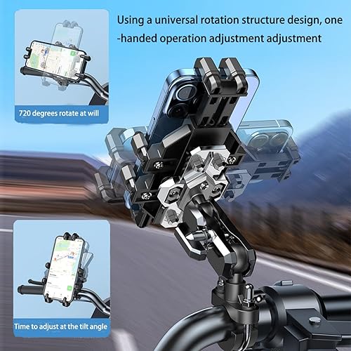 Miniatura 3 de Soporte de teléfono para motocicleta, amortiguador doble, antivibraciones, soporte ajustable para teléfono celular, compatible con iPhone, Samsung,