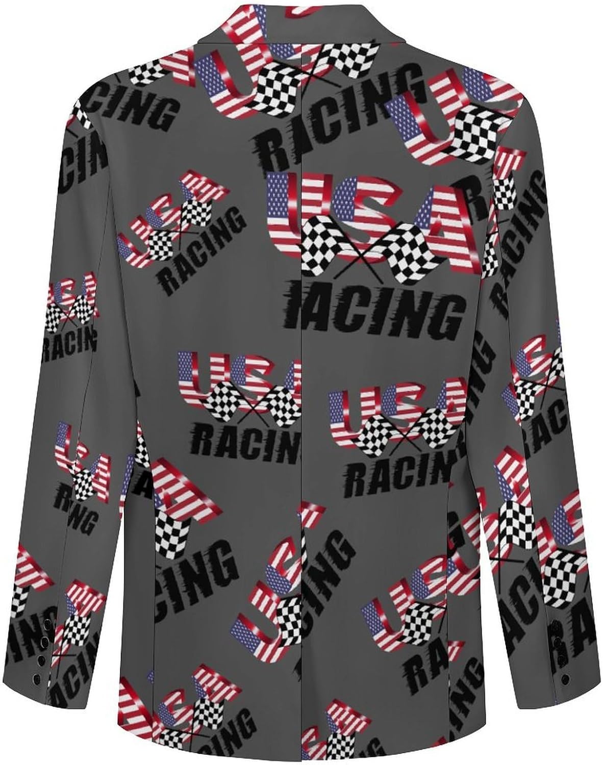 Racing Flag Trendy Men's Two Button Suit Funny Casual Slim Fit Blazer Coat Tuxedos Jackets