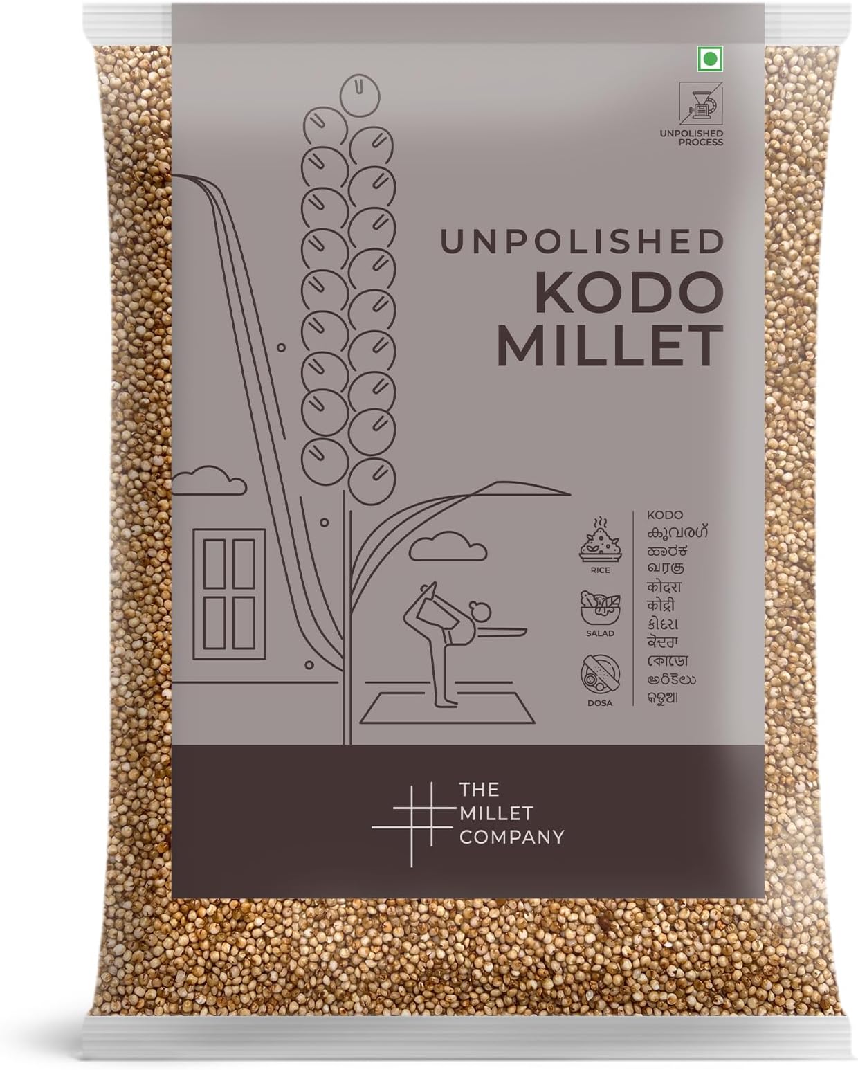 Unpolished Kodo Millet, Kodon, Kodri, Gluten Free, Natural Farm Produce, High Fiber Millets Whole Grains Raw & Grown in India (35.2 Ounce)
