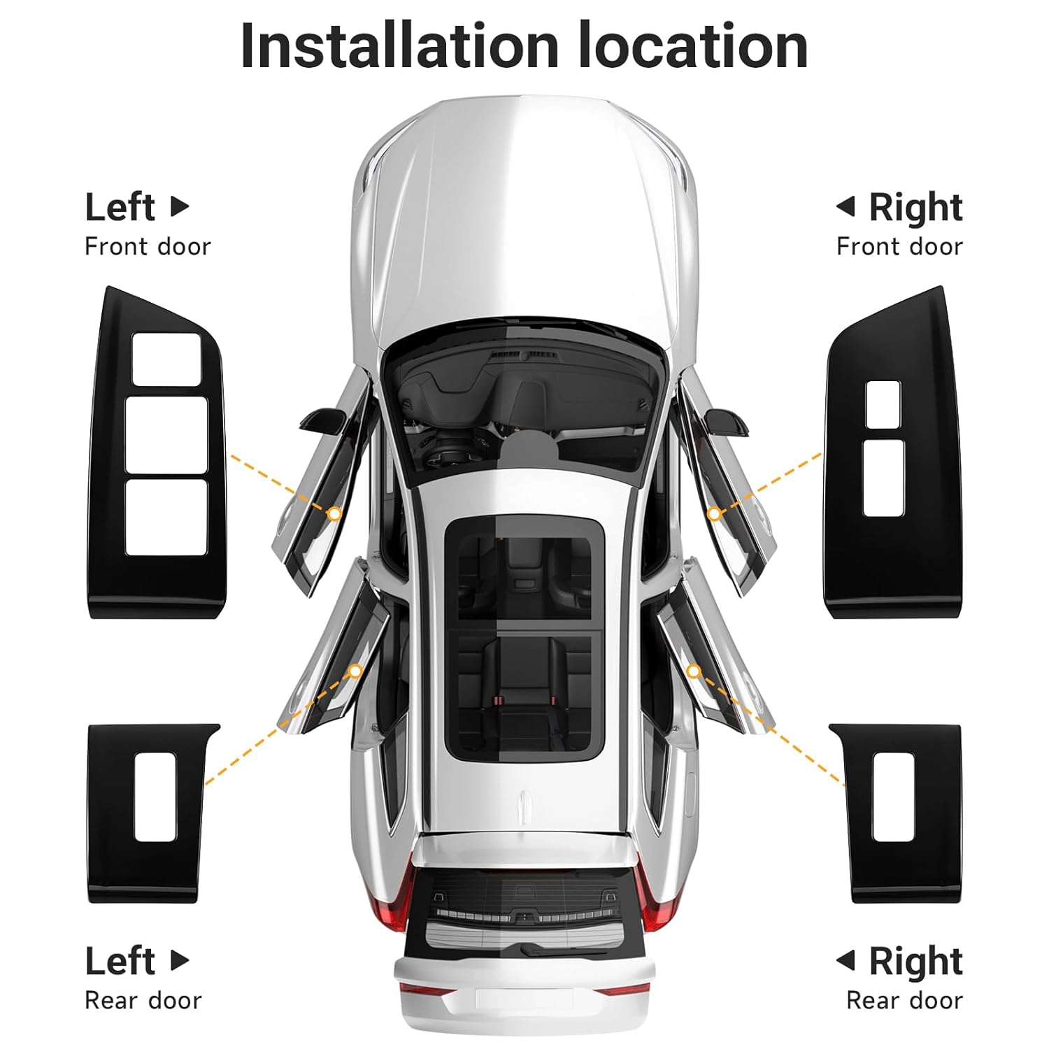 YOJOJOCO 4PCS Inner Window Switch Panel Cover Compatible with Honda Ridgeline 2024 2025 2026 Accessories Black Stainless Steel Material Front & Rear Car Window Lift Switch Button Control Decoration