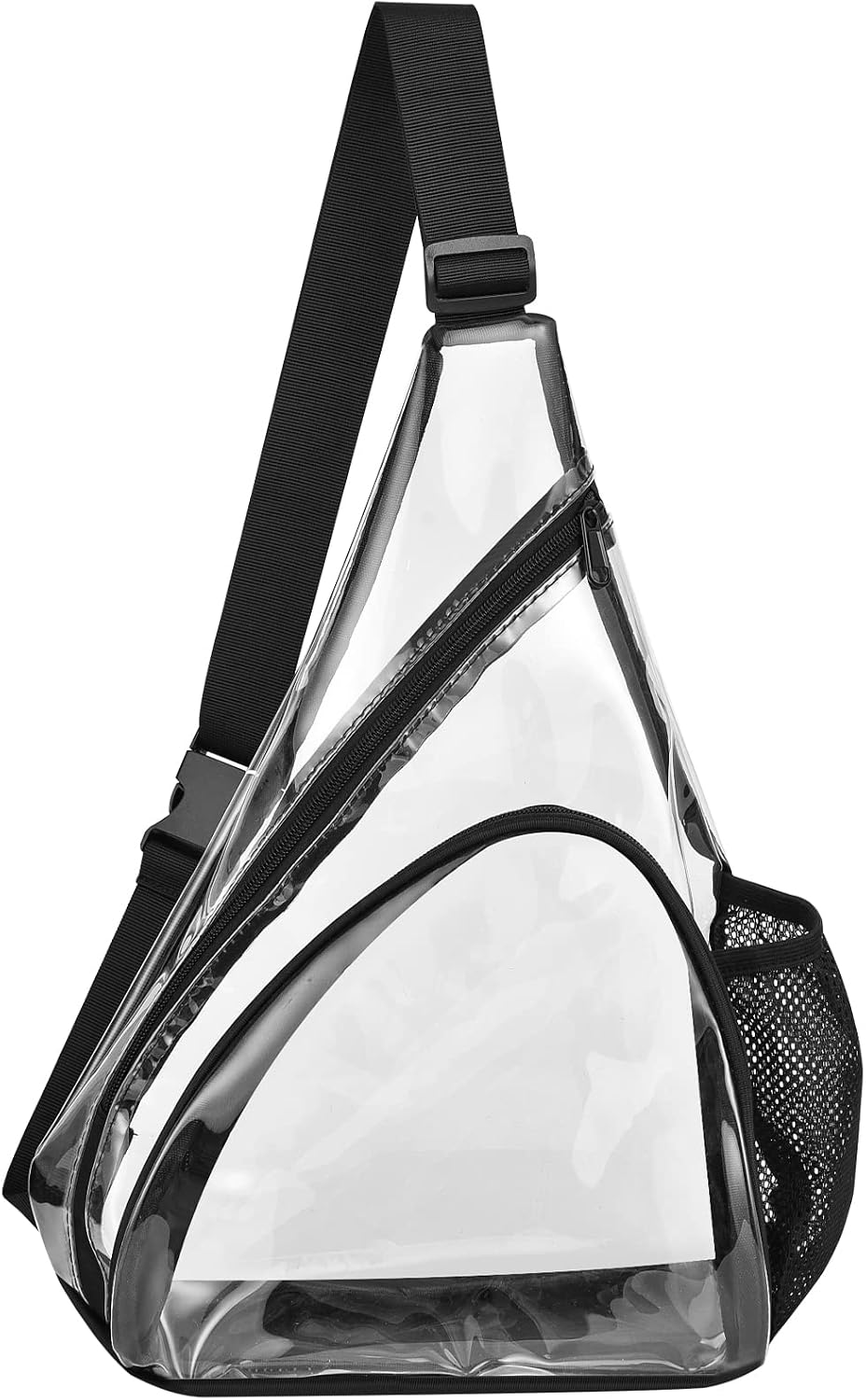 Clear Sling Bag Transparent Shoulder Cross body Backpack Perfect for Work Travel Stadium and Concerts Black