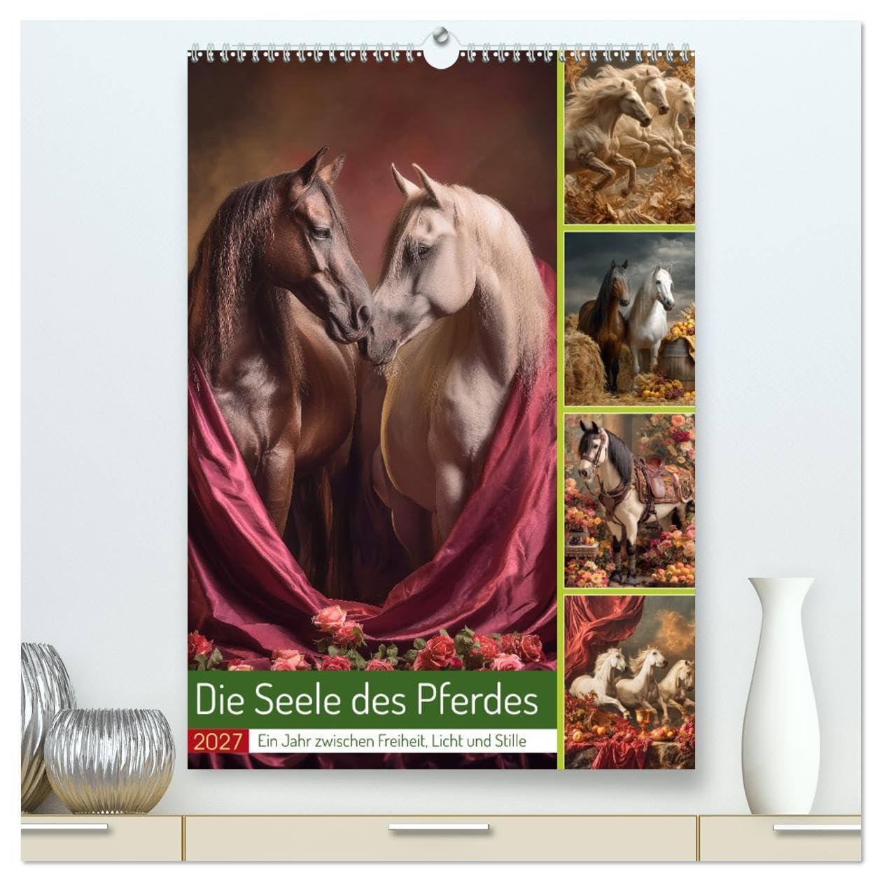 Edle Pferde (hochwertiger Premium Wandkalender 2027 DIN A2 hoch), Kunstdruck in Hochglanz: Pferde, wie man sie fühlt: still, stark und voller ... bis zur sommerlichen Weite. (CALVENDO Tiere)