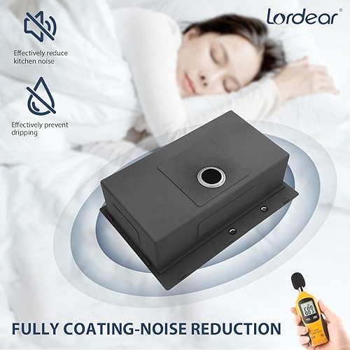 Miniatura 6 de Lordear - Fregadero de cocina encajado de 33 pulgadas con estación de trabajo, de 33 x 22 pulgadas, con una sola cubeta, de acero inoxidable de