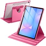 JETech Rotating Case for Samsung Galaxy Tab S10 Lite / S10 FE / S9 FE 10.9-Inch / S9 11-Inch with S Pen Holder, 360 Degree Rotation Protective Stand Cover Clear Back, Auto Wake/Sleep (Black)