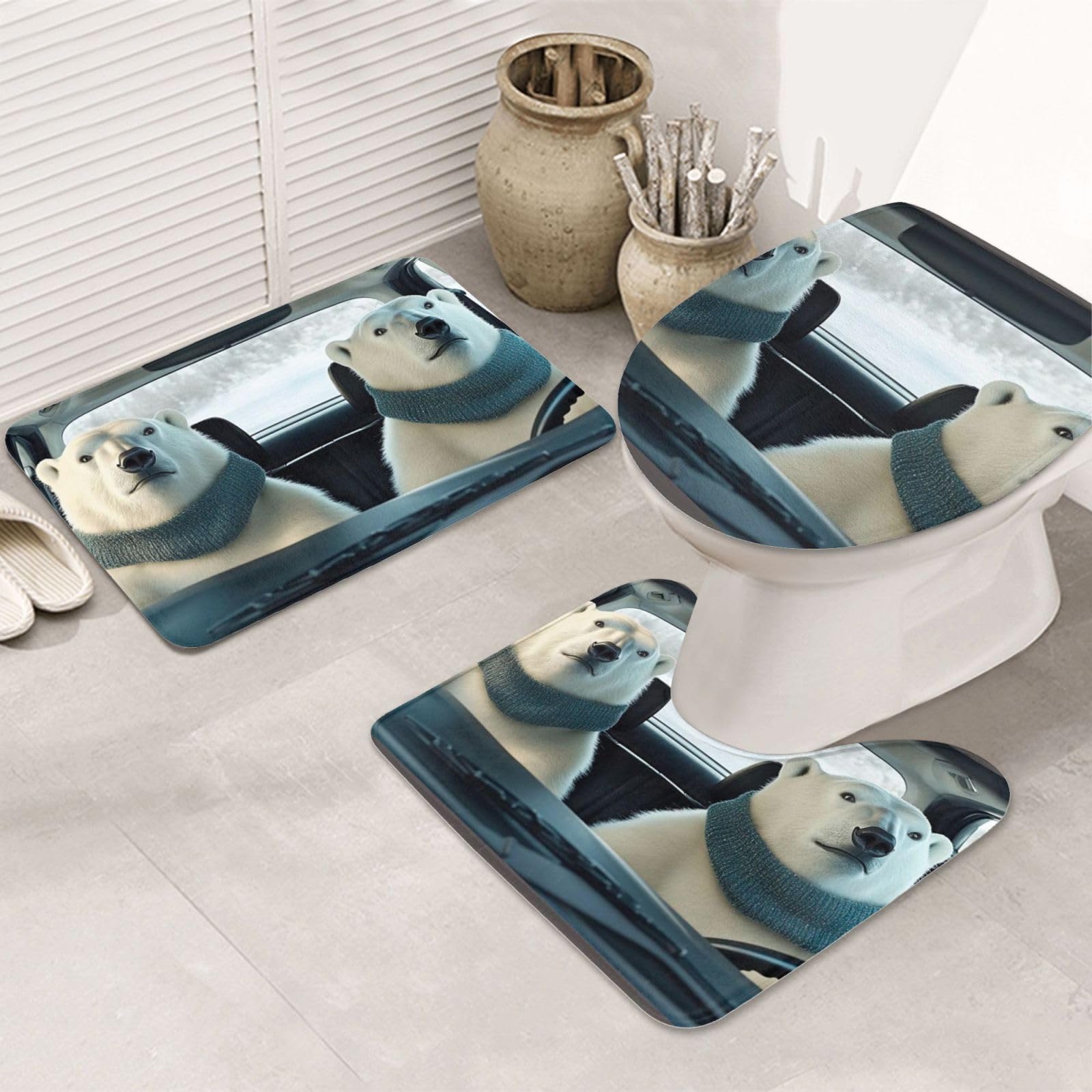 Alfombras de baño de oso polar para suelos mojados que deslizan