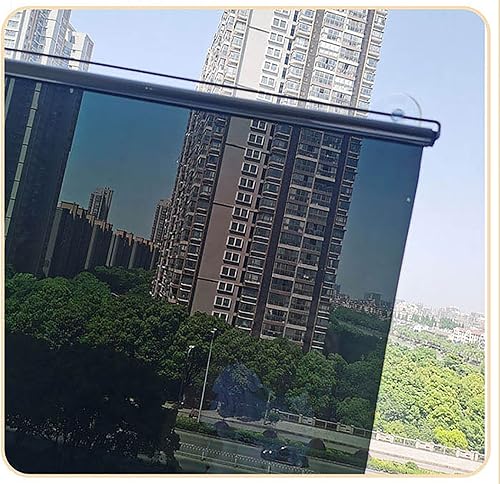 Miniatura 8 de LXLA - Persiana enrollable de espejo unidireccional con ventosas, sin perforaciones, transparente de una sola vía, con bloqueo solar, cortina