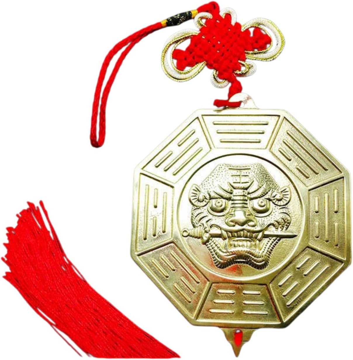 加厚 Feng Shui Good Luck Charms Furniture,Bag,Home,Office Other Scenes 虎头镜十二生肖八卦平面镜子 Feng Shui Good Amulet 入户大门头窗户对路口角 fengshui Chinese Tassel Ornaments-834