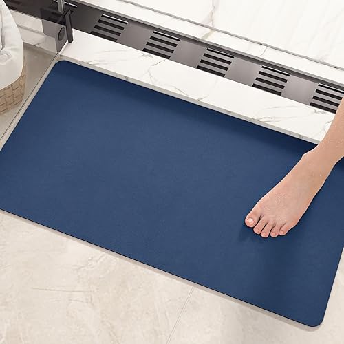 Miniatura 7 de Alfombras de baño azules  Mejora tu baño con la alfombra de baño Color G súper absorbente de secado rápido, ultrafina, antideslizante, plana, de