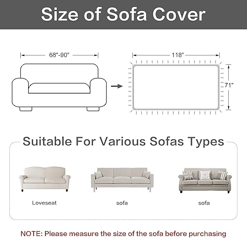 Miniatura 3 de Loom and Mill Fundas de sofá de lujo, funda clásica de damasco jacquard de felpilla gruesa, protector de muebles con borde de encaje y borlas hechas