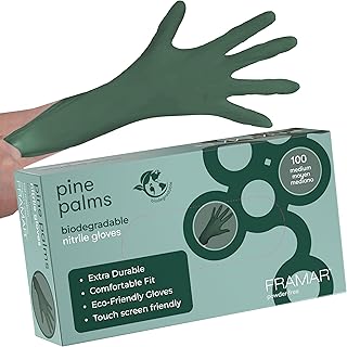 Green Gloves Disposable Latex Free – Heavy Duty Nitrile Gloves Medium, Disposable For Hair Dye, Cooking Glove Medium Nitrile Tattoo Glove, Guantes Desechables, Biodegradable - 100