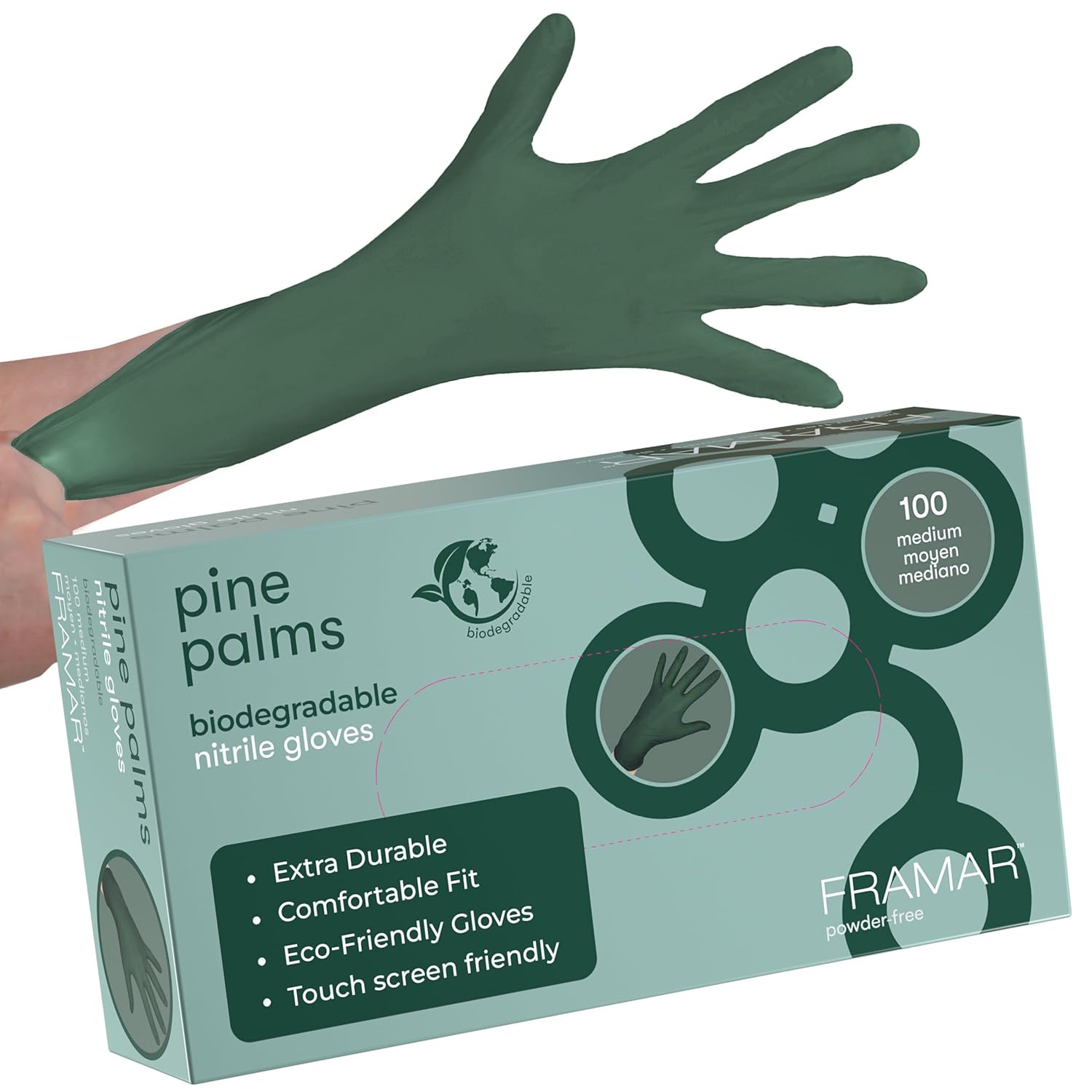 FRAMAR Green Gloves Disposable Latex Free Heavy Duty Nitrile Gloves Medium Disposable For Hair Dye Cooking Glove Medium