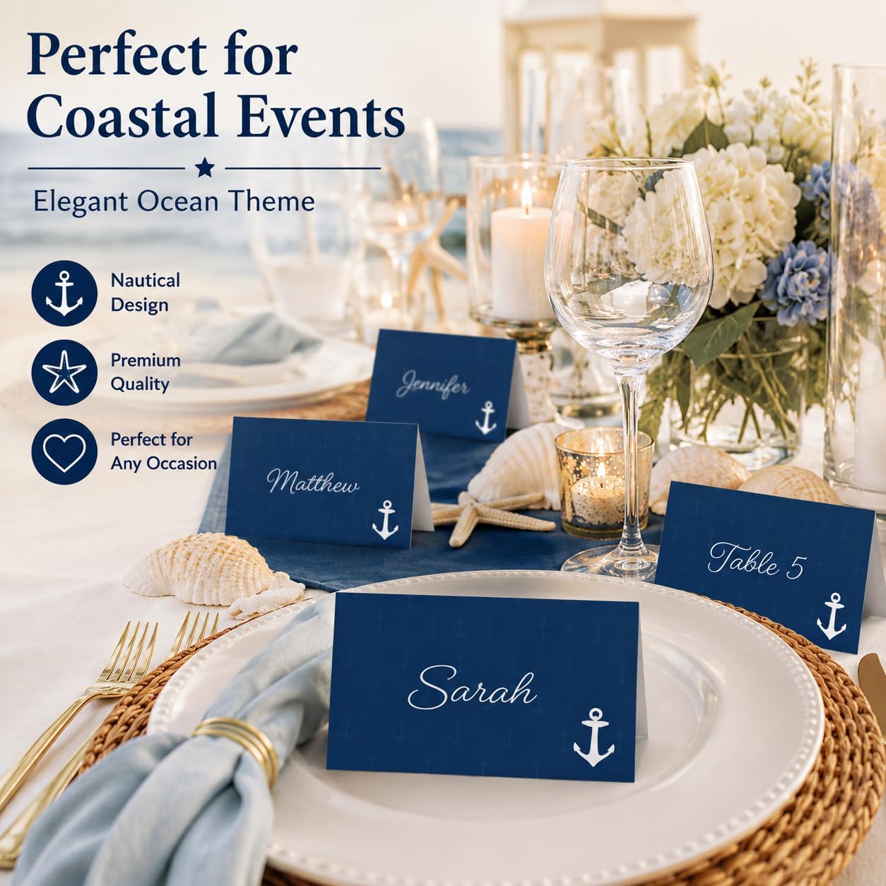 Andaz Press Nautical Ocean Adventure Wedding, Printable Small Table Tent Place Cards, 20-Pack Nautical Name Cards Nautical Place Cards Seat Placement Cards Blank Place Cards For Table Settings