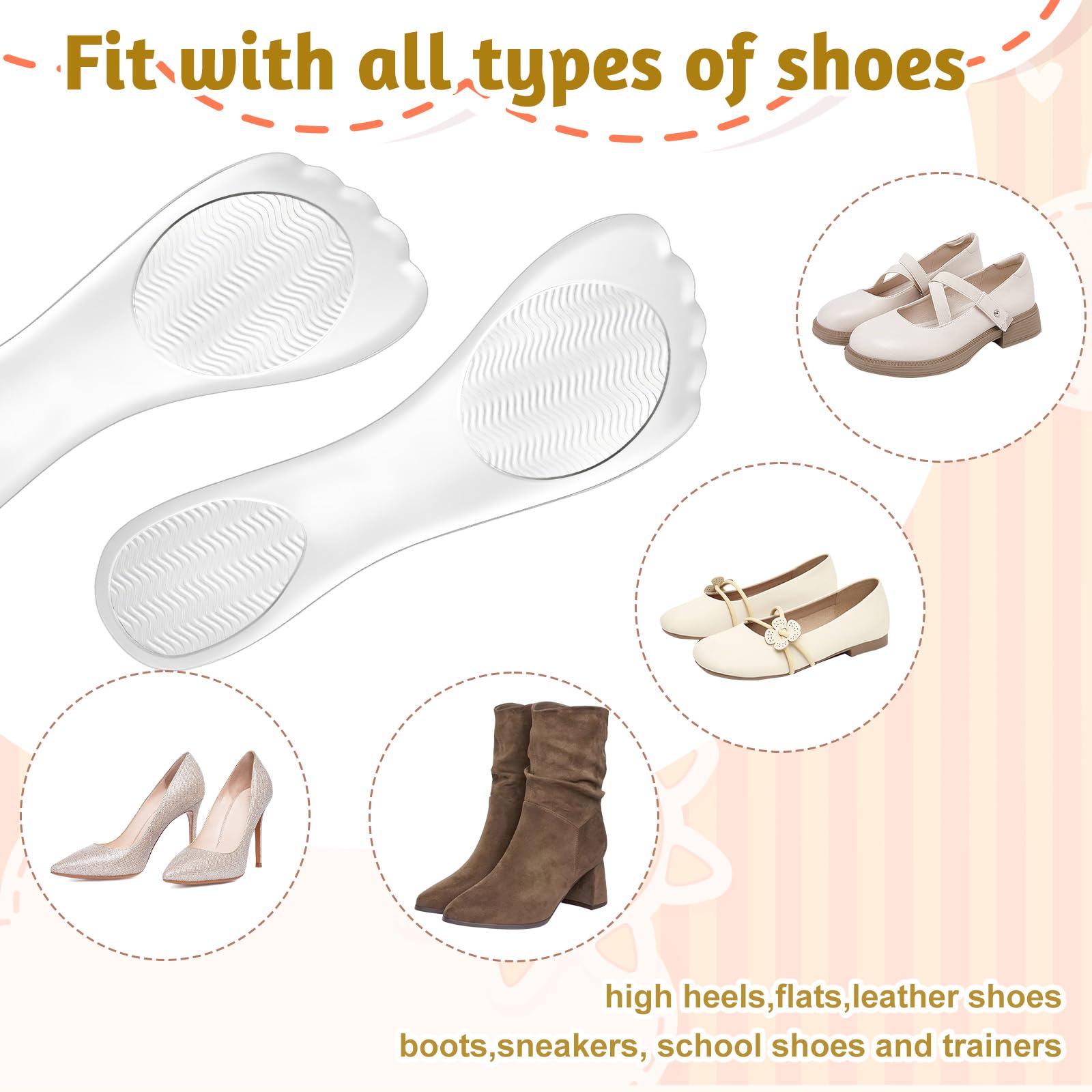 YBEATY 2 paia di solette in gel con tacchi alti, trasparenti, antiscivolo, comode imbottiture per scarpe da donna, ballerine, stivali, décolleté YBEATY 2 paia di solette in gel con tacchi alti, trasparenti, antiscivolo, comode imbottiture per scarpe da donna, ballerine, stivali, décolleté