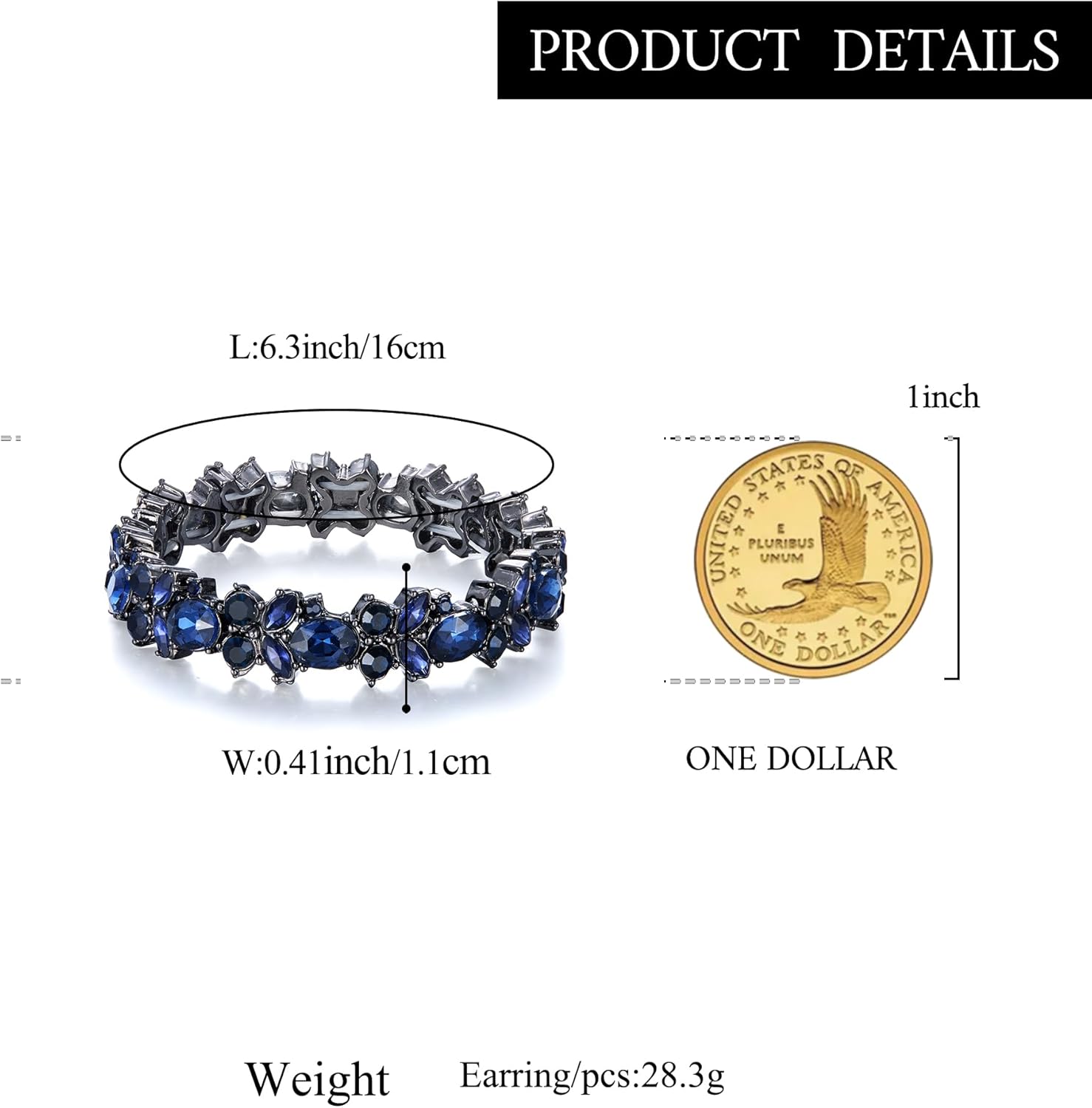 BriLove Wedding Bridal Bracelet Marquise-Shape Stretch Bangle for Women - Image 5