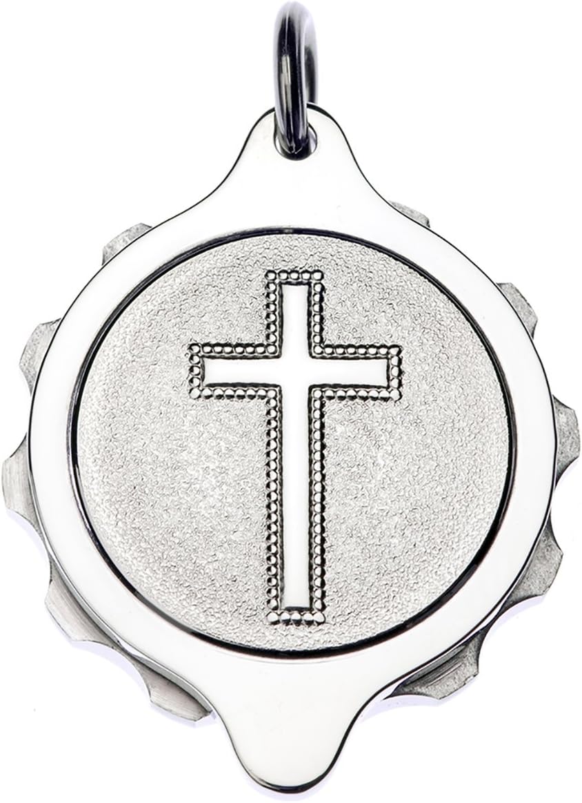 Chrome Plated SOS Talisman Pendant - Christian Cross