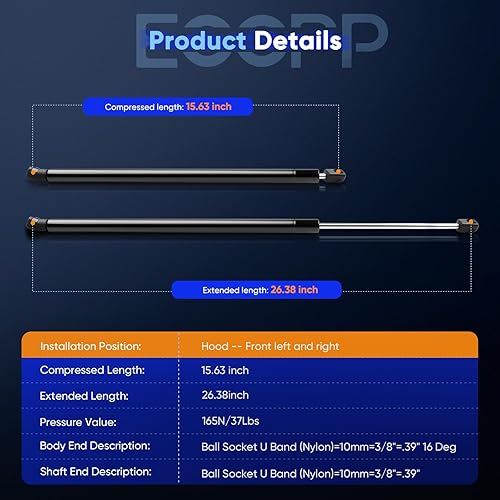 Miniatura 3 de ECCPP Soporte de elevación para capó delantero, resortes de gas para Toyota Avalon 2013-2016, para Toyota Camry 2012-2016, compatible con 6757