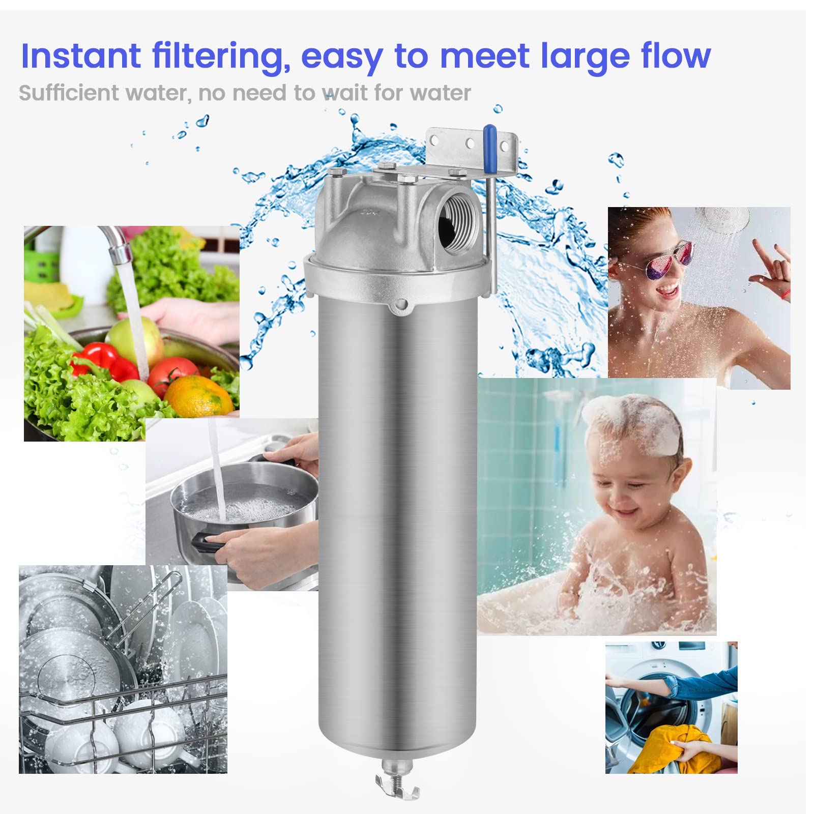 Stainless Steel Whole House Water Filter Housing -4