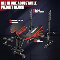 Vista 4 de OPPSDECOR 900lbs 6 in 1 Weight Bench Set with Squat Rack, Workout Bench with Leg Extension Preacher Curl Rack Multi-Function Bench Press Set for