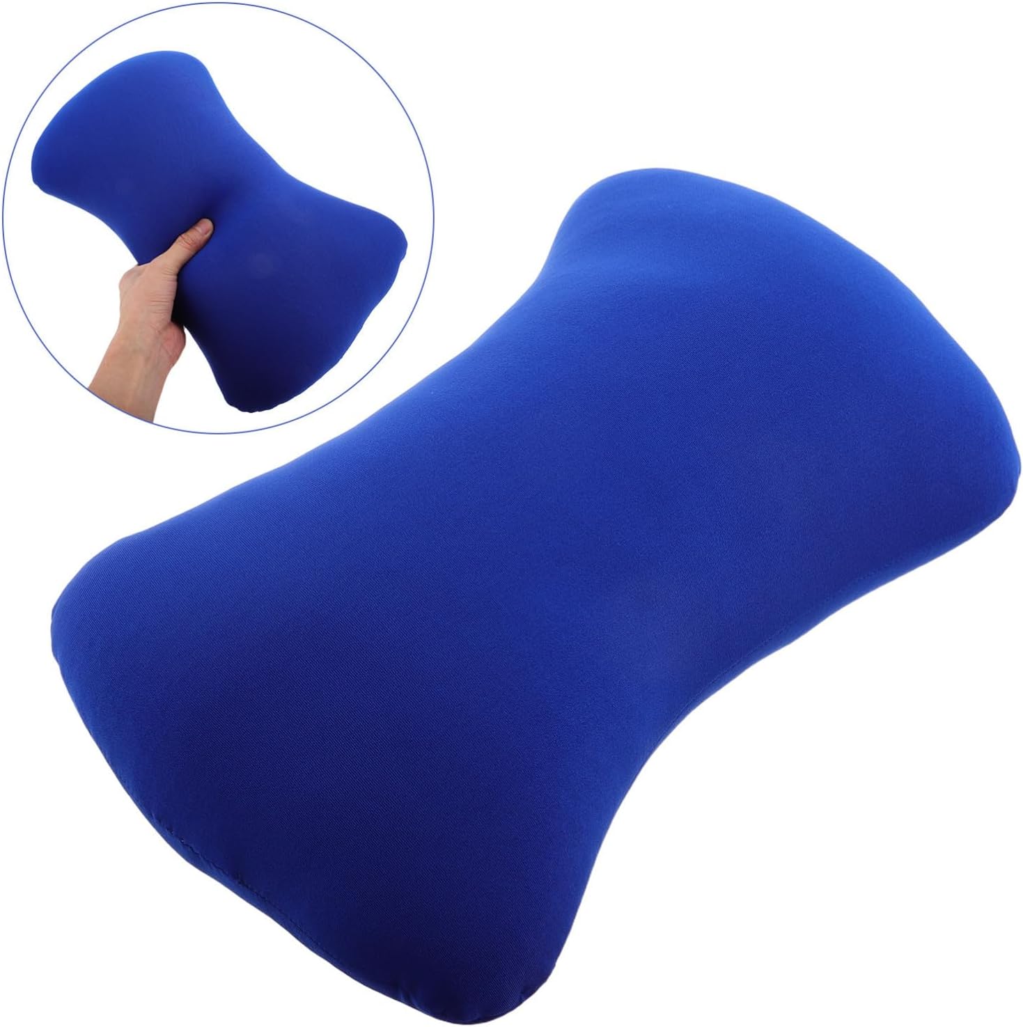 Portable Foam Particle Bone Pillow for Travel and Camping, Mini Washable Neck Support Cushion in Blue, Ergonomic Small Pillow for Outdoor Hiking and Nap