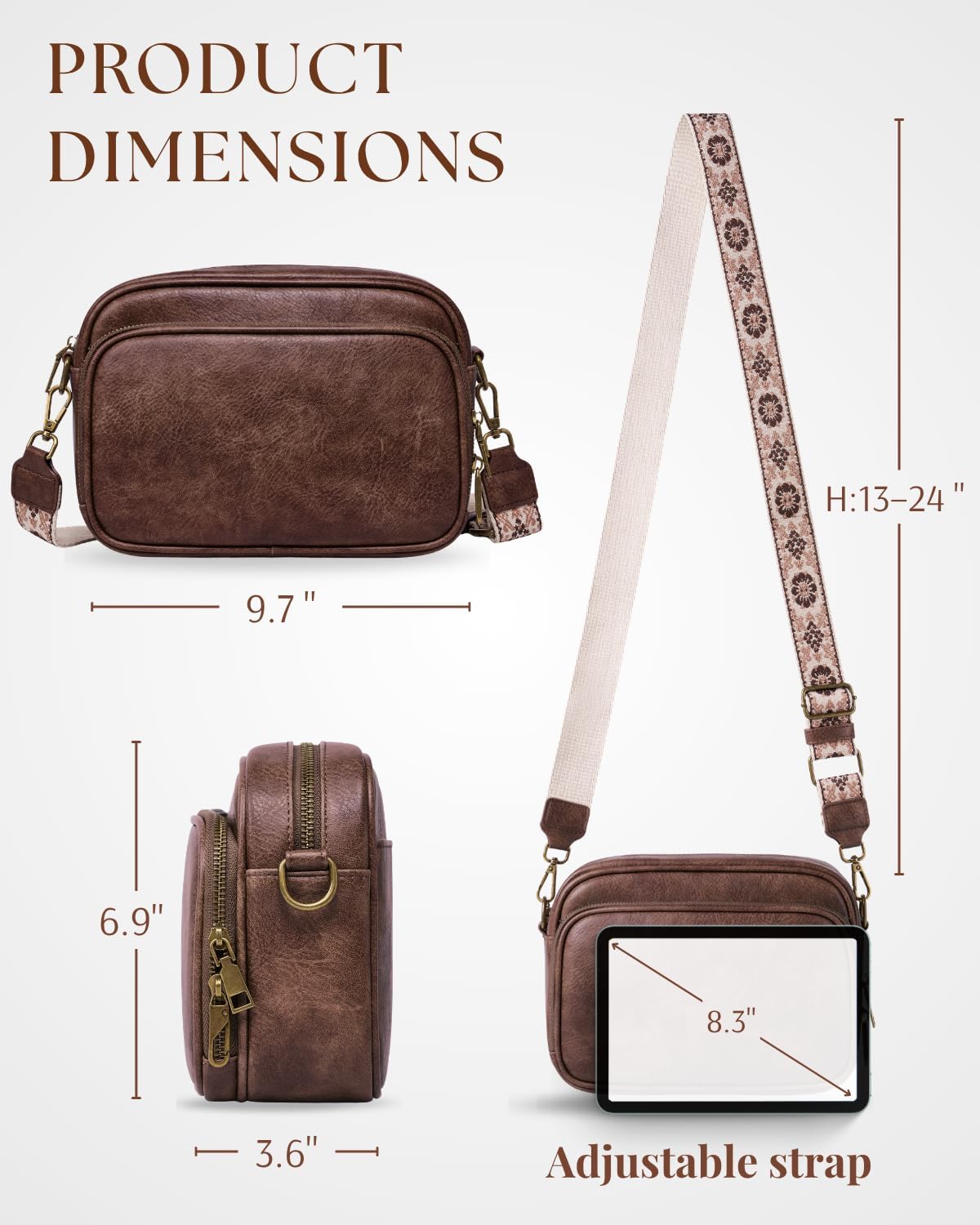 Crossbody Bags with Built-in Wallet, Anti-Theft Travel Purse with Card Slots, Trendy Vegan Shoulder Bag for Women Men