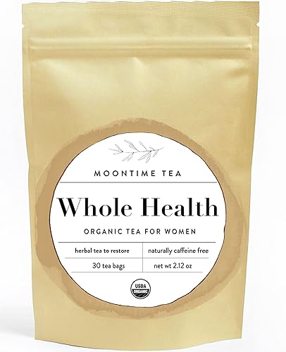 Organic Whole Health Tea, 30 Tea Bags with Turmeric, Ginger, Lemon and Black Pepper