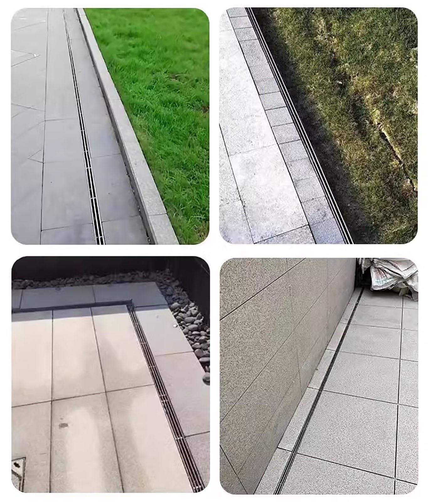 Liniowy odpływ prysznicowy, konfigurowalny system odpływowy ze zdejmowanym rusztem ze stali nierdzewnej na podjazd, podwórko, park, plac - 22 x 10 x 100 cm / 8,7 x 3,9 x 39,4 cala